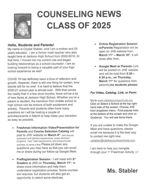 Freshman Newsletter Freshman Newsletter